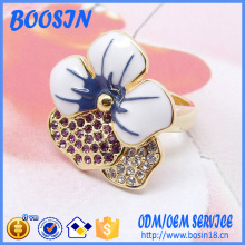 Custom Enamel 925 Sterling Silver Flower Shape Ring for Girls